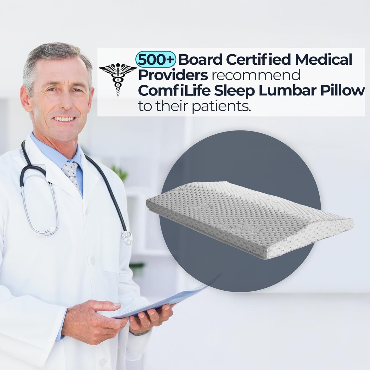 ComfiLife Lumbar Support Pillow for Sleeping Memory Foam Pillow for Ba