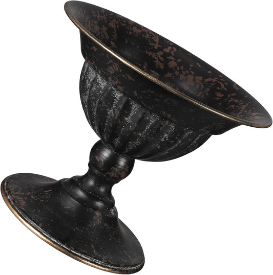 Rustic Black Iron Urn Flower Pot Vintage Metal Trophy Vase Retro Galvanized Planter for Wedding Table Centerpiece and Hotel Home Décor