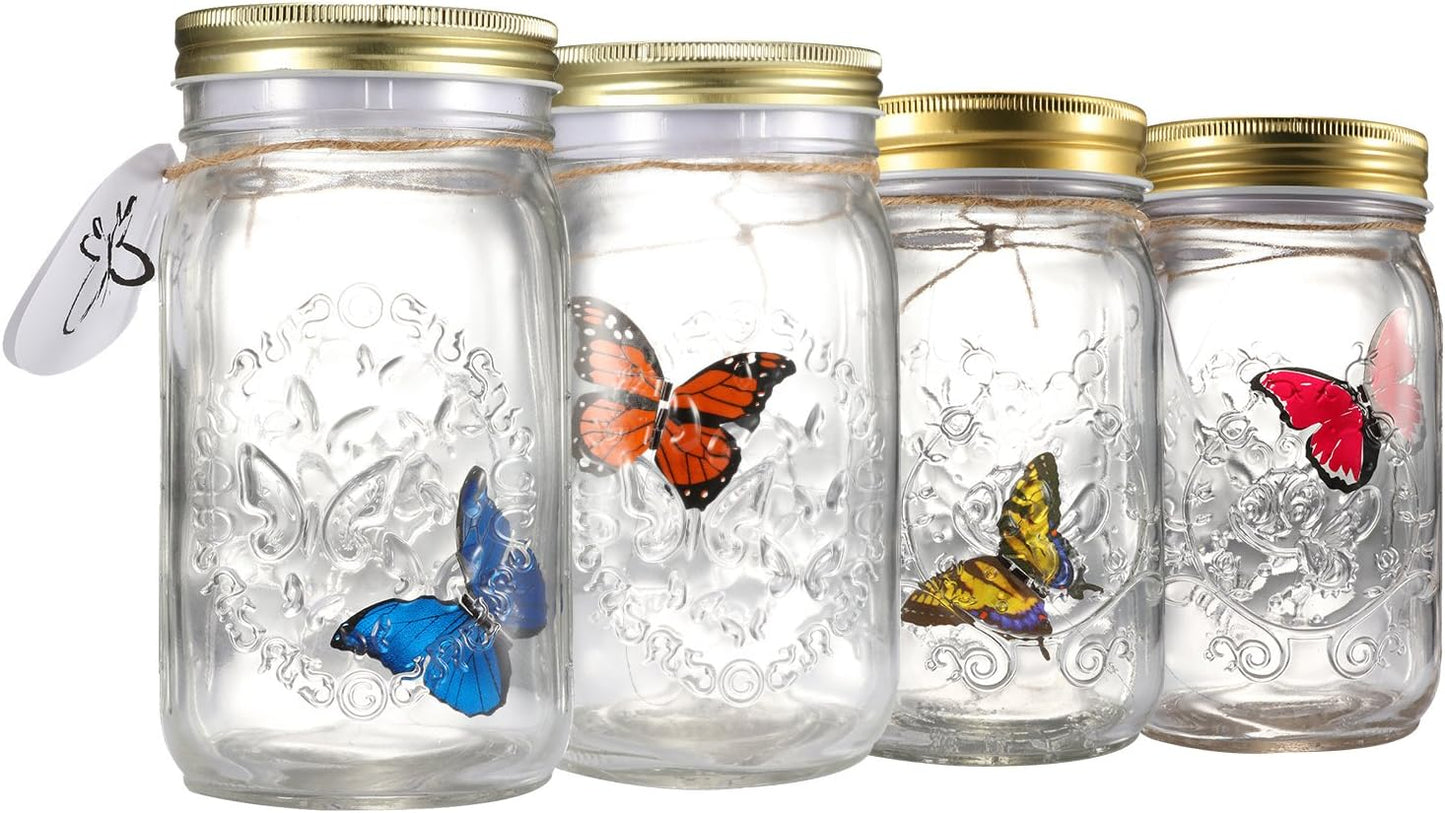Fangfang LED Lamp Romantic Glass Animated Butterfly Jar Gift Decoratio