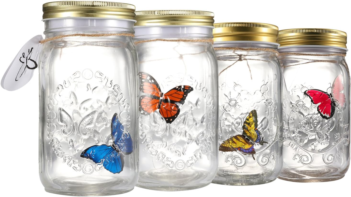 Fangfang LED Lamp Romantic Glass Animated Butterfly Jar Gift Decoratio