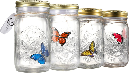 Fangfang LED Lamp Romantic Glass Animated Butterfly Jar Gift Decoratio