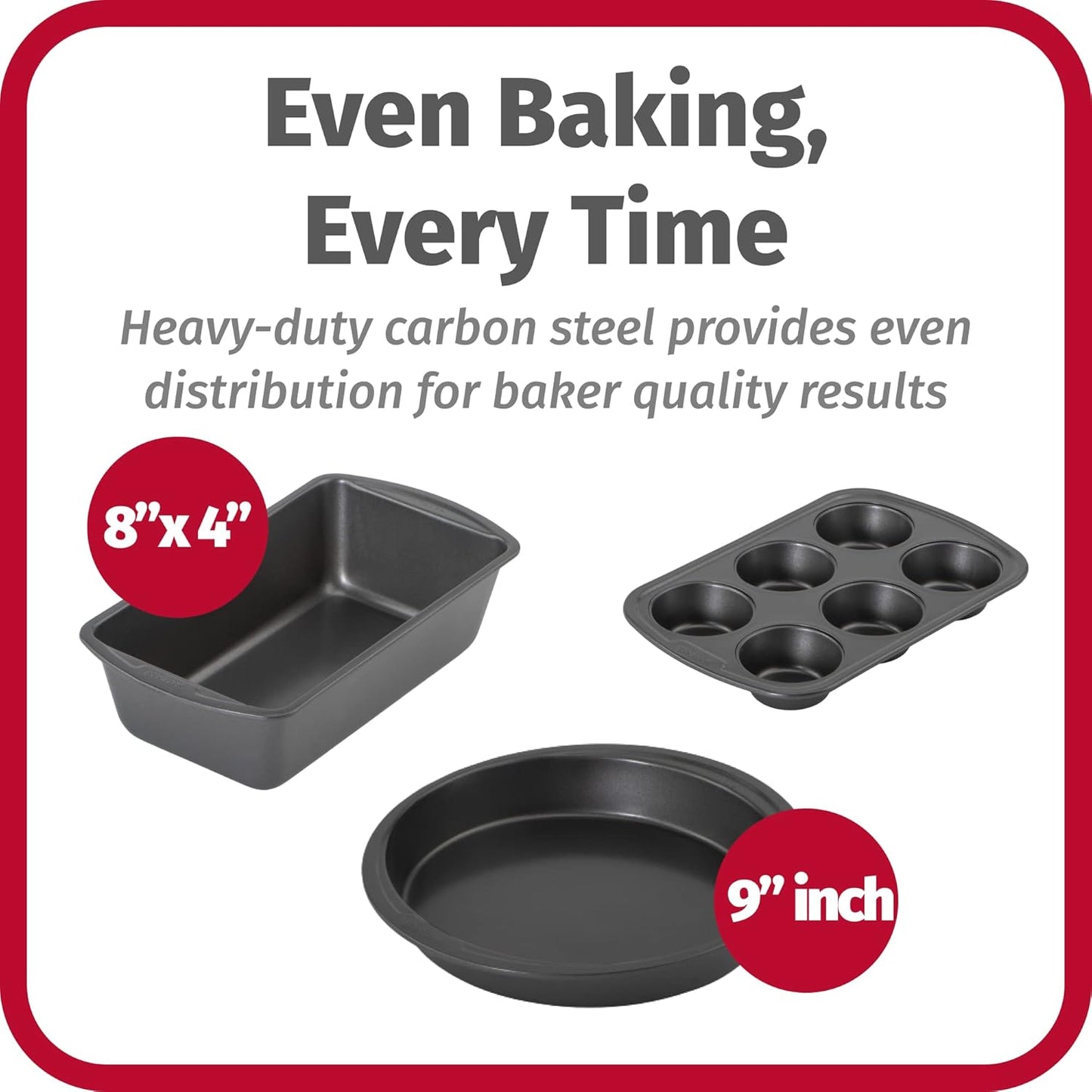 GoodCook Everyday Nonstick Steel 5-Piece Bakeware Set, Gray, Includes 