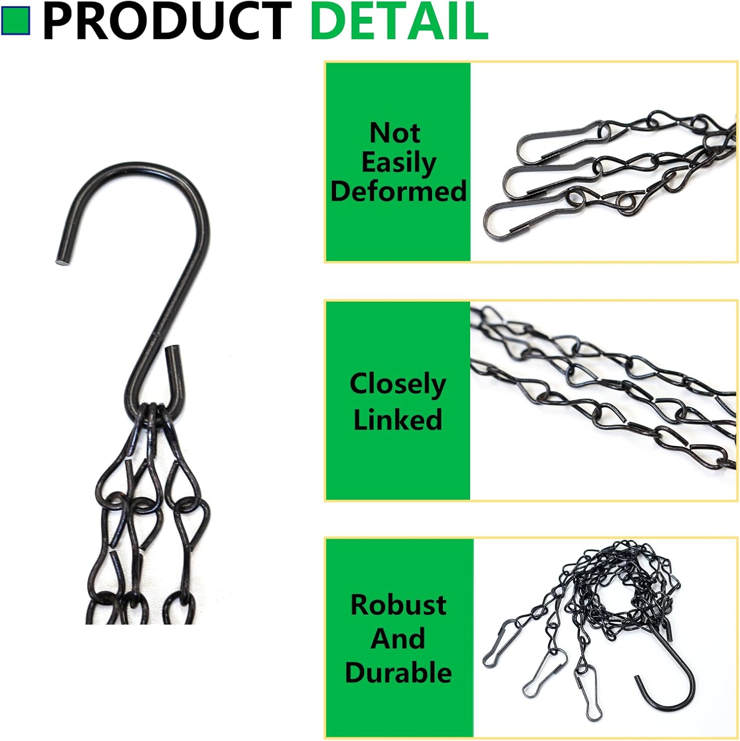 BDS-HOME 16inch Hanging Baskets Chains 3 Leads Hanging Chains Flower P