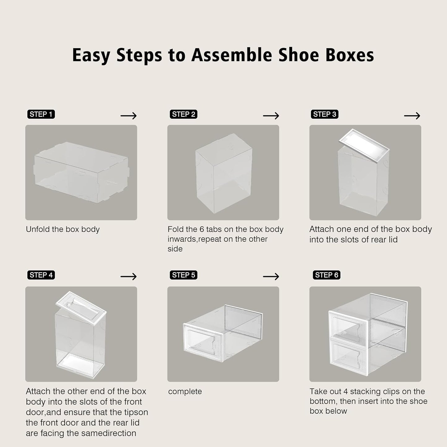 SEE SPRING 12 Pack Shoe Storage Box, Clear Plastic Stackable Shoe Orga