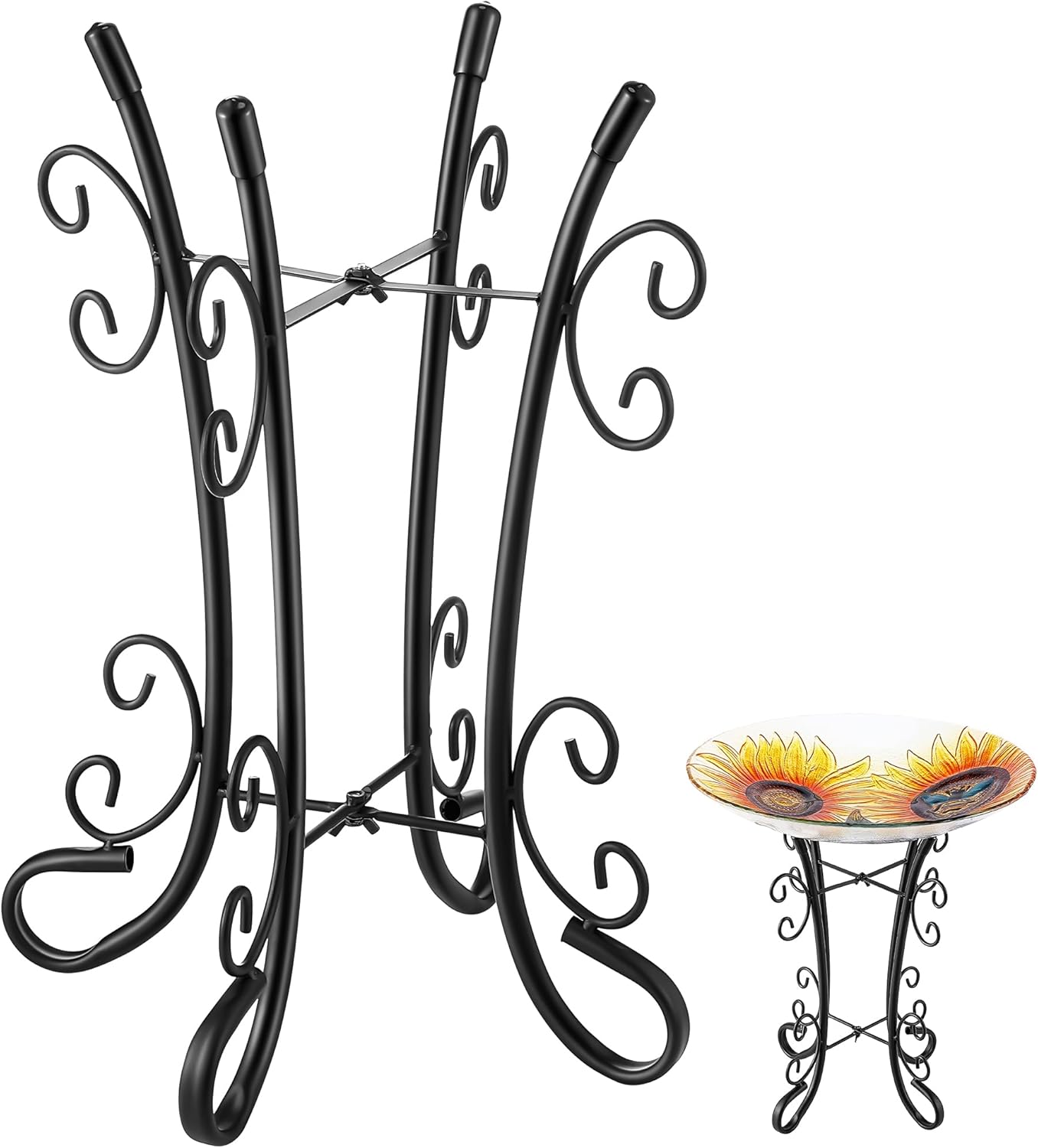 Outdoor Metal Bird Bath Stand, Sturdy Birdbath Bowl Stand, 16 Inch, Fade and Weather Resistant,Outdoor Decoration for Glass BirdBaths, Garden Yards Lawn