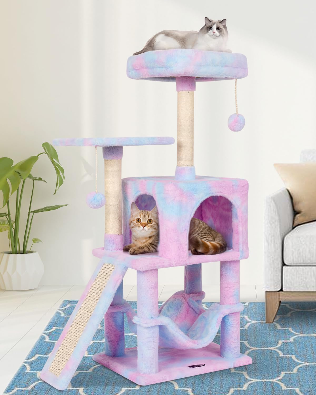 MIAO PAW Rainbow Cute Cat Tree for Indoor Cat Tower with Scratching Po