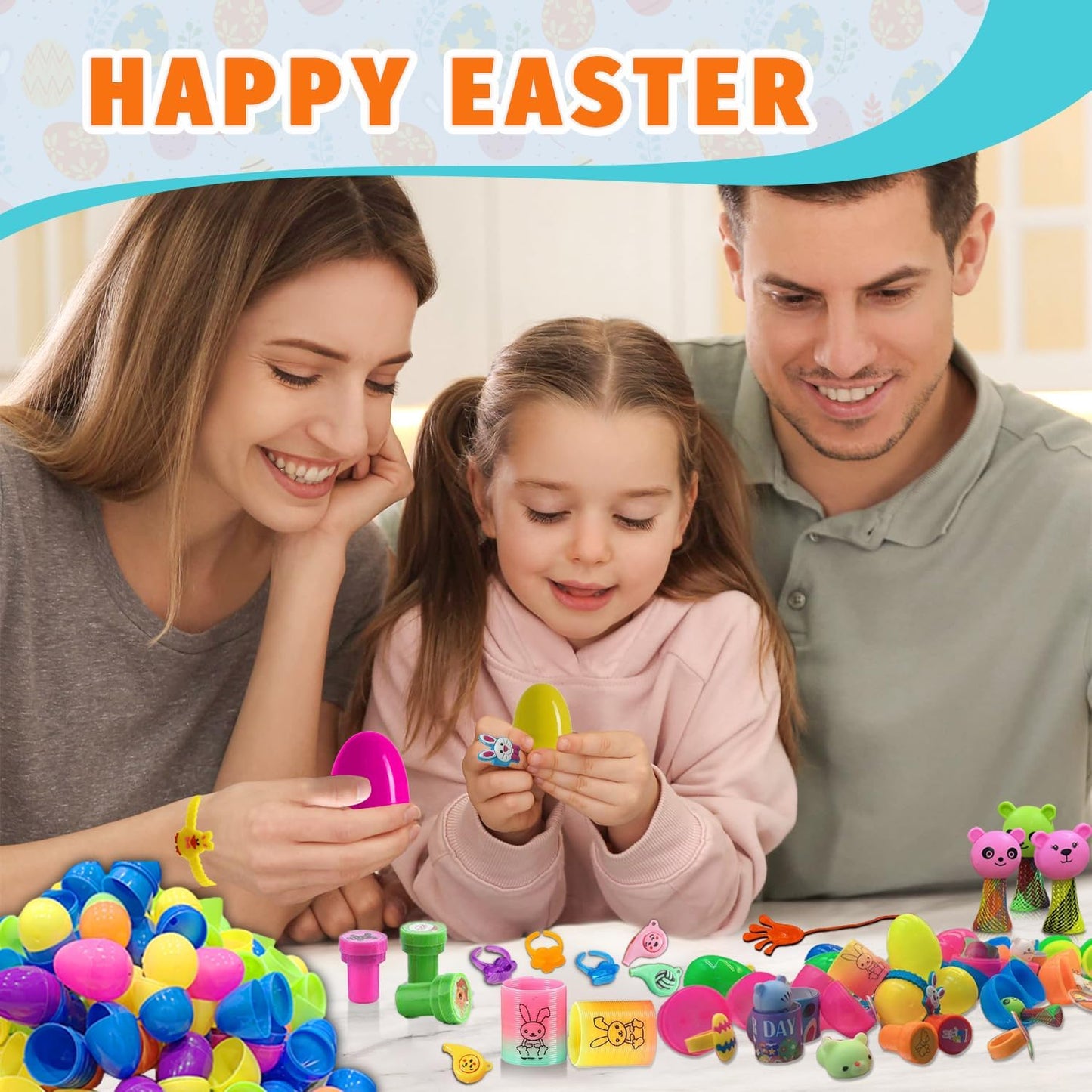 300pcs Easter Eggs with Toys Inside Bulk Filled Easter Egg Fillers 100 Pack Non Candy Stuffed Easters Basket Stuffers Essentials for Kids Girls Toddlers Boys Easters Egg Hunt Party Favors
