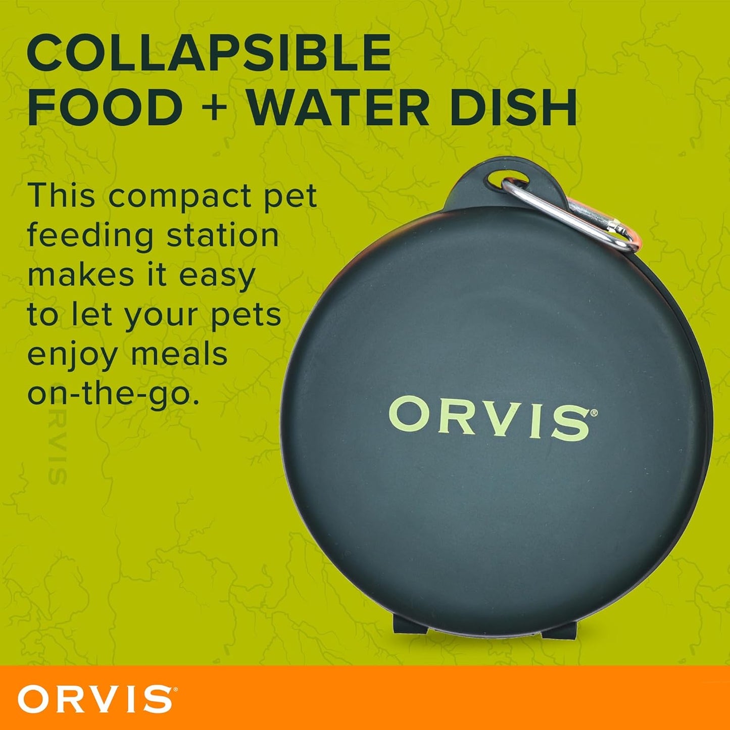 Orvis Pet Travel Collapsible Feeder with Food + Water Dish, 2-in-1, BP