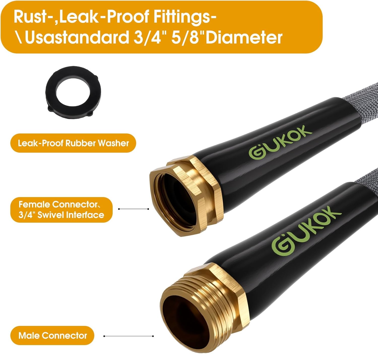 Garden Hose 100 FT, Non-Expanding Water Hose, Ultra-Light & Flexible, 