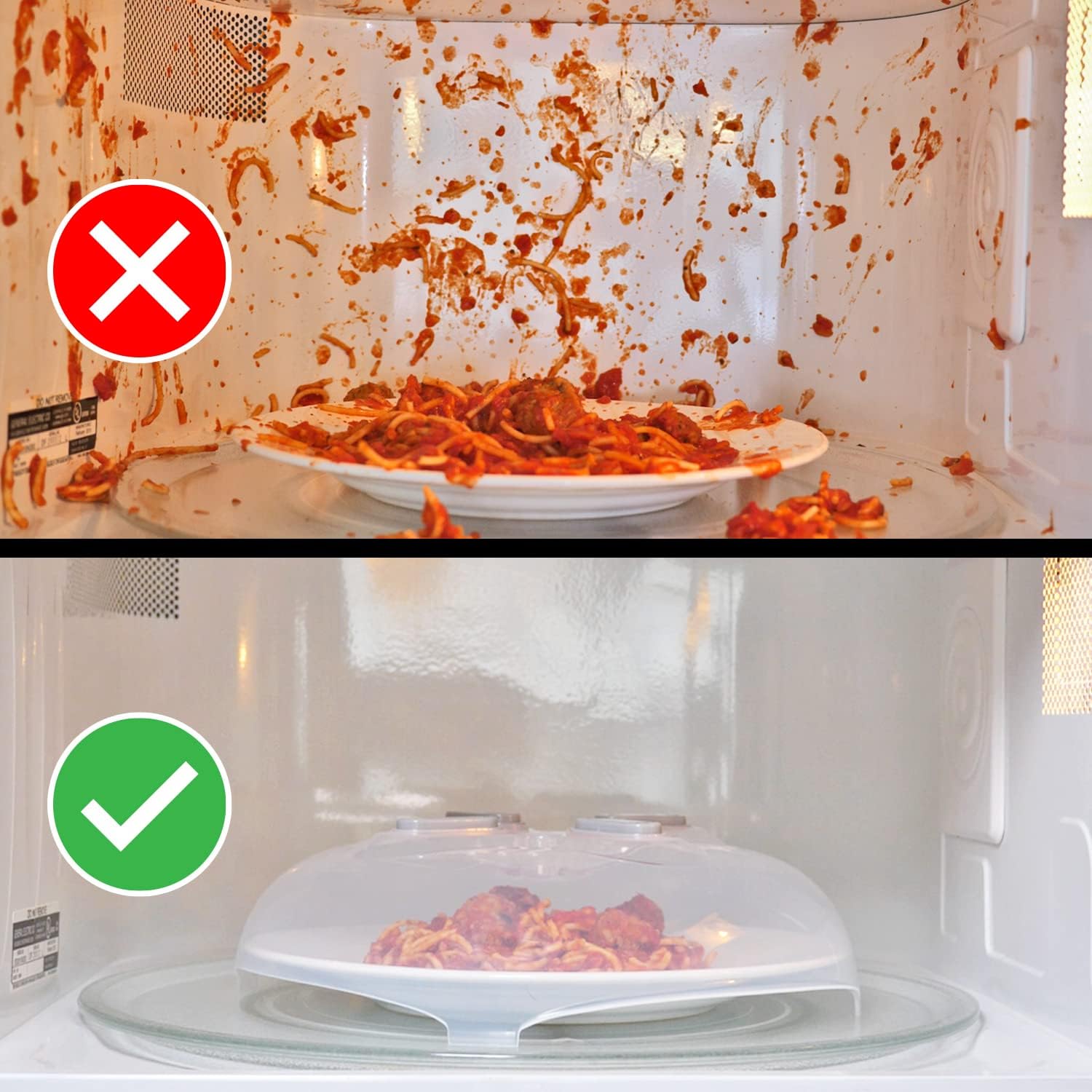 HOVER COVER Magnetic Splatter Cover, 12-Inch Clear BPA-Free Food Lid, 