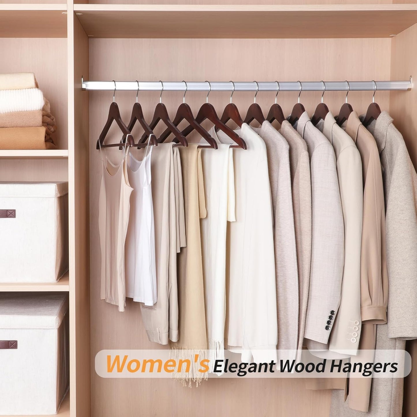 Amazon Basics Durable Wooden Suit Clothes Hangers - Cherry, 20-Pack