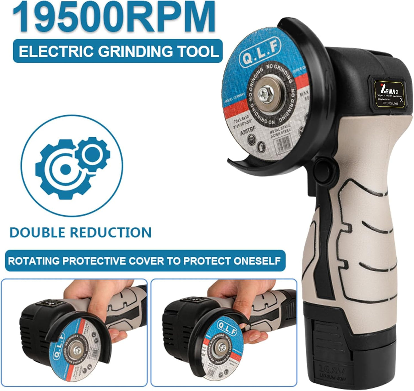 Cordless Brush Angle Grinder Kit, 19500rpm Mini Electric Angle Grindin