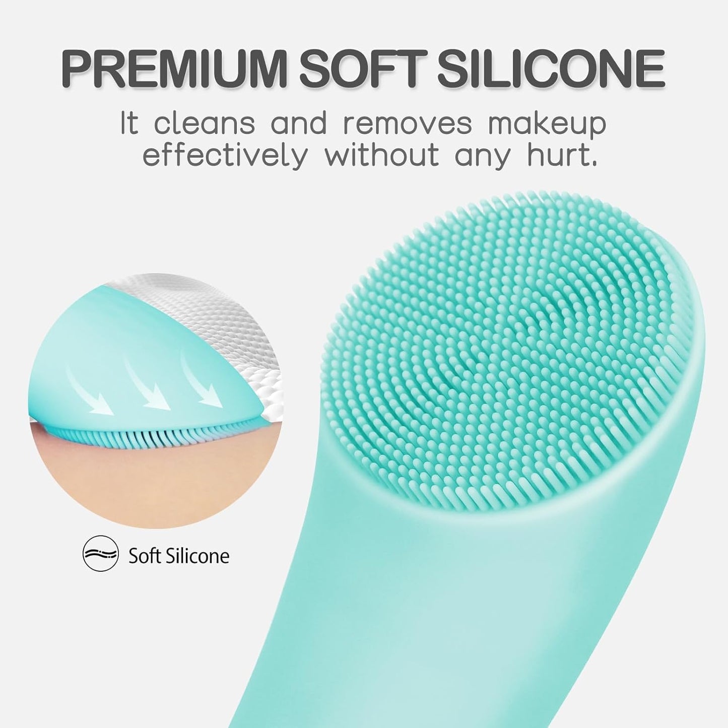 PRITECH Silicone Face Scrubber, Rechargeable Facial Cleansing Brush wi