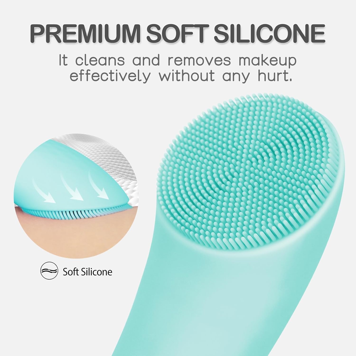 PRITECH Silicone Face Scrubber, Rechargeable Facial Cleansing Brush wi
