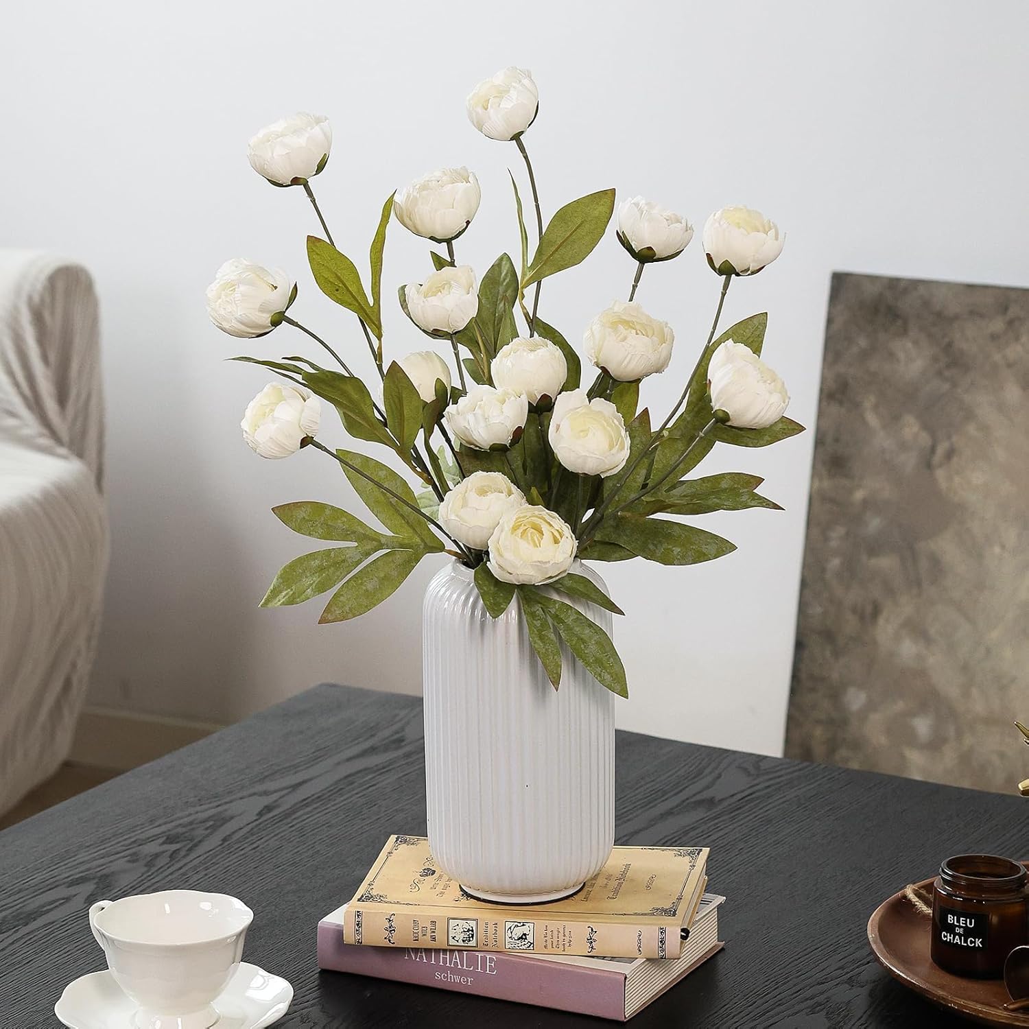 VIERENA 6 Pcs Faux Silk Peony Artificial Flowers for Vase -27", Bulk F