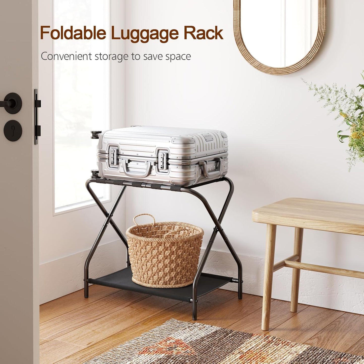 AMHANCIBLE Luggage Rack, Set of 2, Foldable Suitcase Stands for Guest 