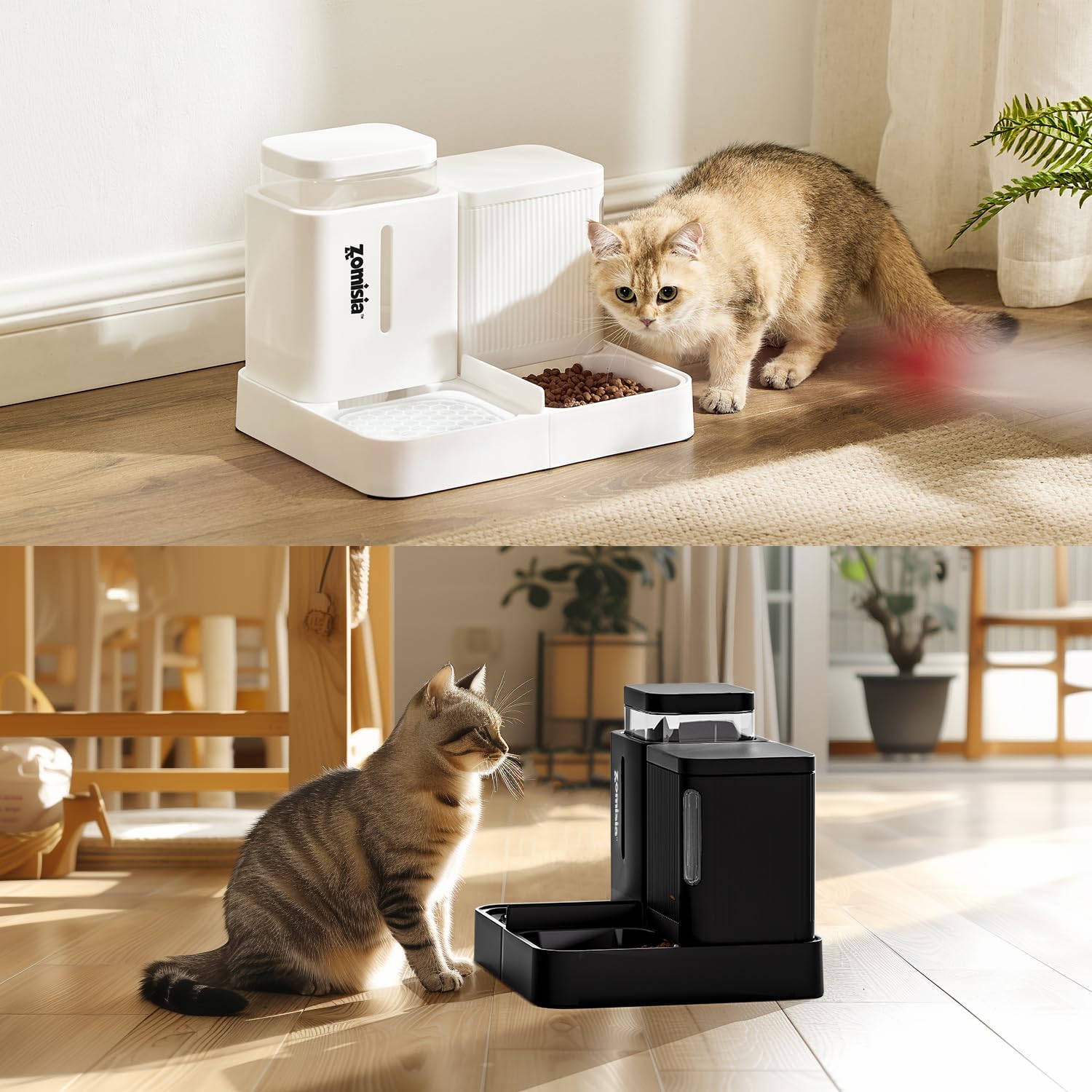 Automatic Cat Feeder and Water Dispenser Set, 2 in 1 Gravity Cat Food 