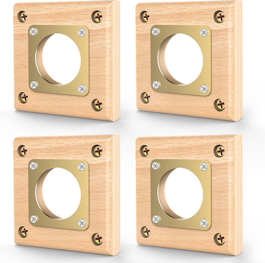 4 Pack Predator Guards for Birdhouses, Strong Wooden Birdhouse Protector Guards with Copper Portals, Birdhouse Hole Protector Guard Replacement for Eastern Bluebird Houses, 1 1/2 Inch Opening