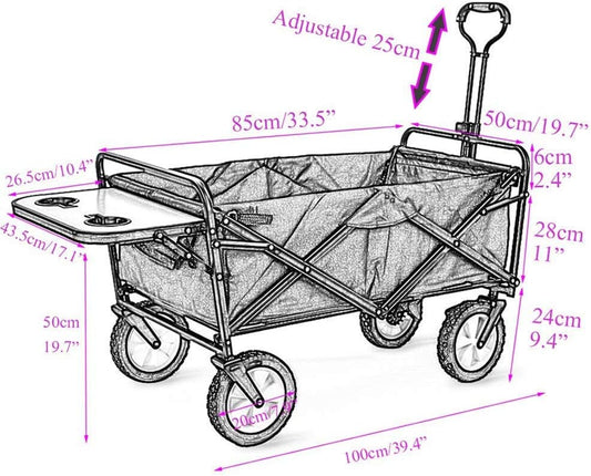 Wagons Utility Garden Cart with Side Table Drink Holders,Utility Colla