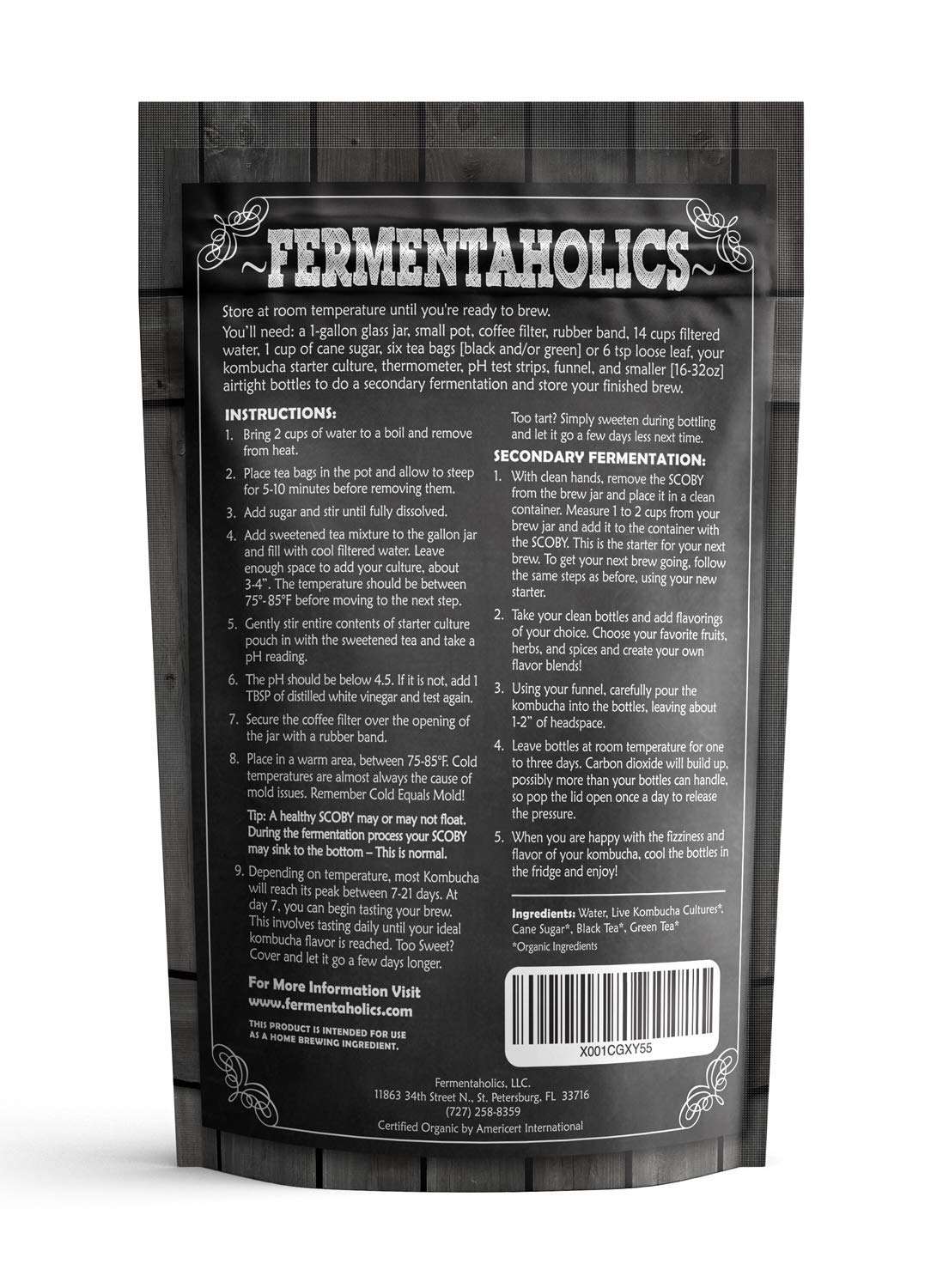 Fermentaholics ORGANIC Kombucha SCOBY With Twelve Ounces of Starter Tea - Live Starter Culture - Makes A One Gallon Batch - 1.5 Cups of Strong Mature Starter Tea - Brew Your Own Kombucha (1 Pack, 1, Count)