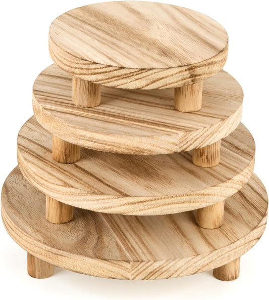 Mini Risers Display Stands, Wood Riser for Display, Wooden Riser Holder, Wood Risers for Decor is used for item display, 4 pcs display rack can display cakes, potted plants