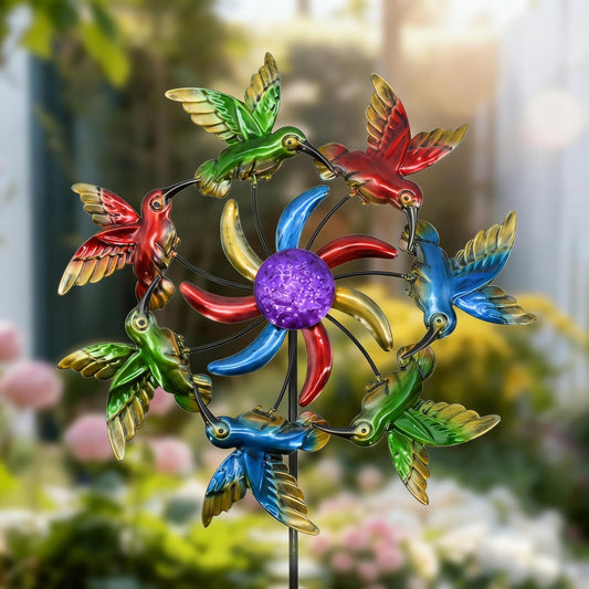 Wind Spinners Outdoor Hummingbird - Birthday Gifts for Women Mom Wife Grandma, 39" Metal Stake Wind Sculpture Yard Art for Garden Decor for Outside, Patio,Lawn