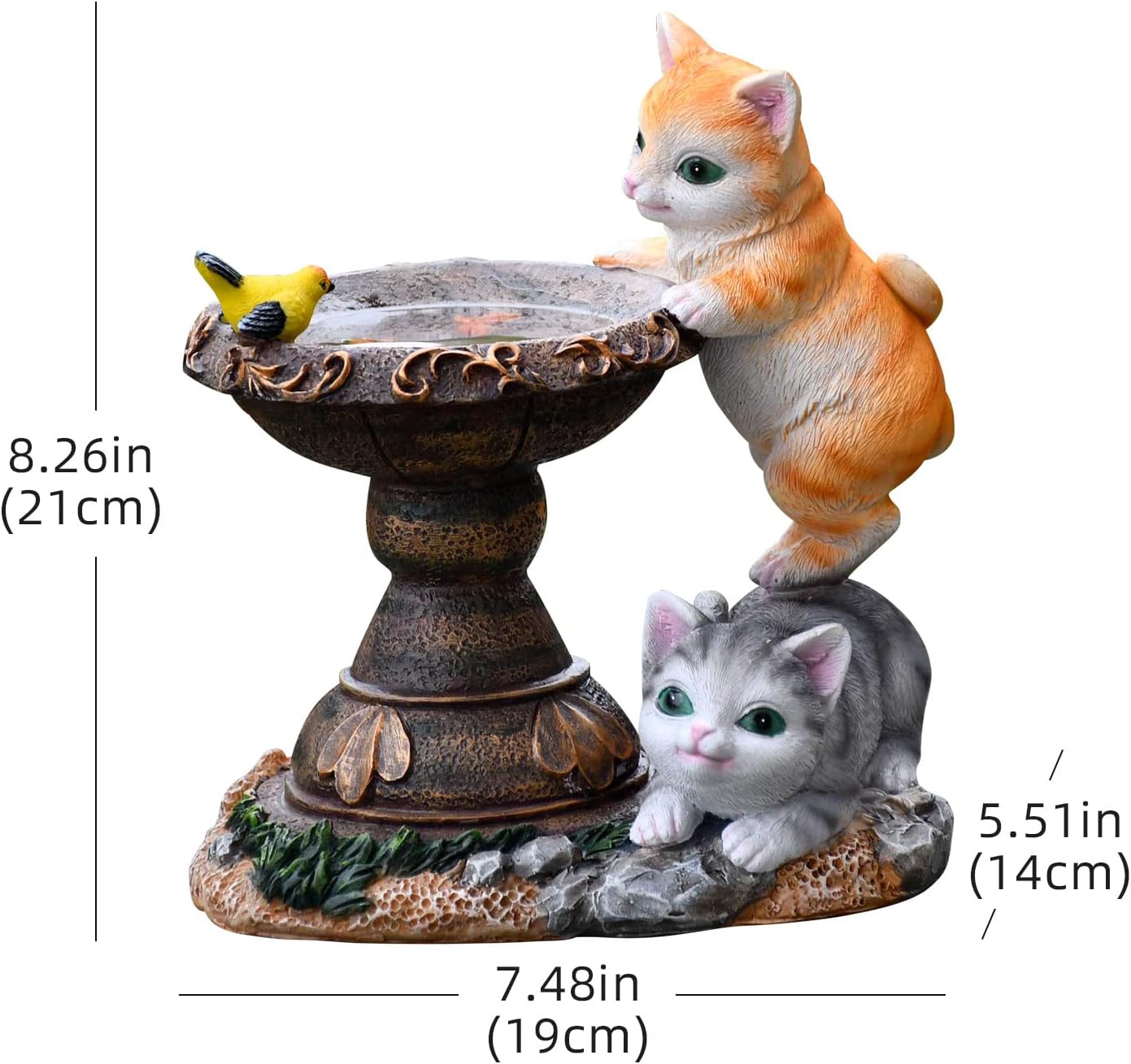 Cat Garden Figurines Outdoor Decor Solar Statue with LED Lights for Pa