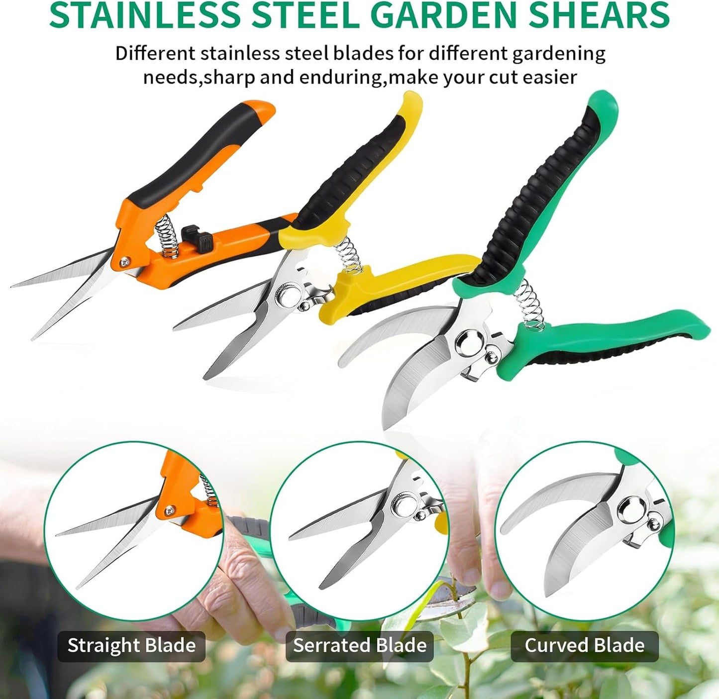 Garden Pruning Shears 3 Pack Gardening Shears Garden Scissors Stainles