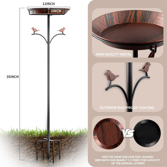 Bird Bath for Outside,35in Vintage Bird Bath Bowl,Removable 12in Dia B