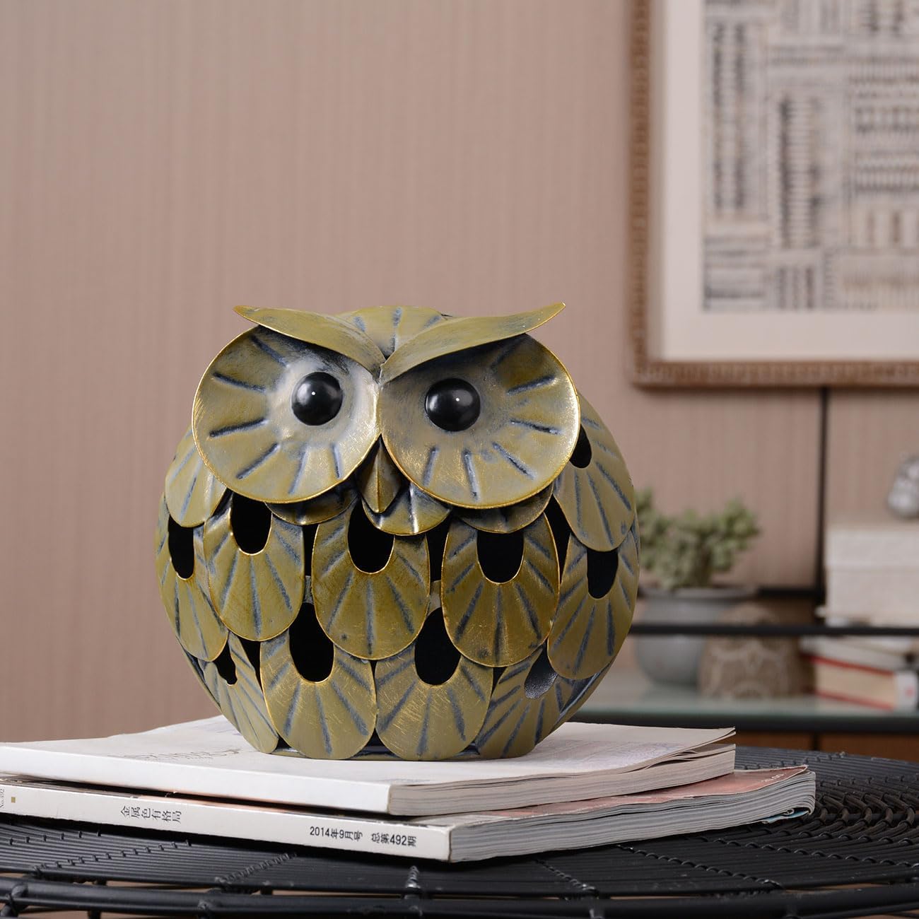 Owl Statue Figurine Animal Gifts Modern Sculpture Decor Metal Arts 9.4inch