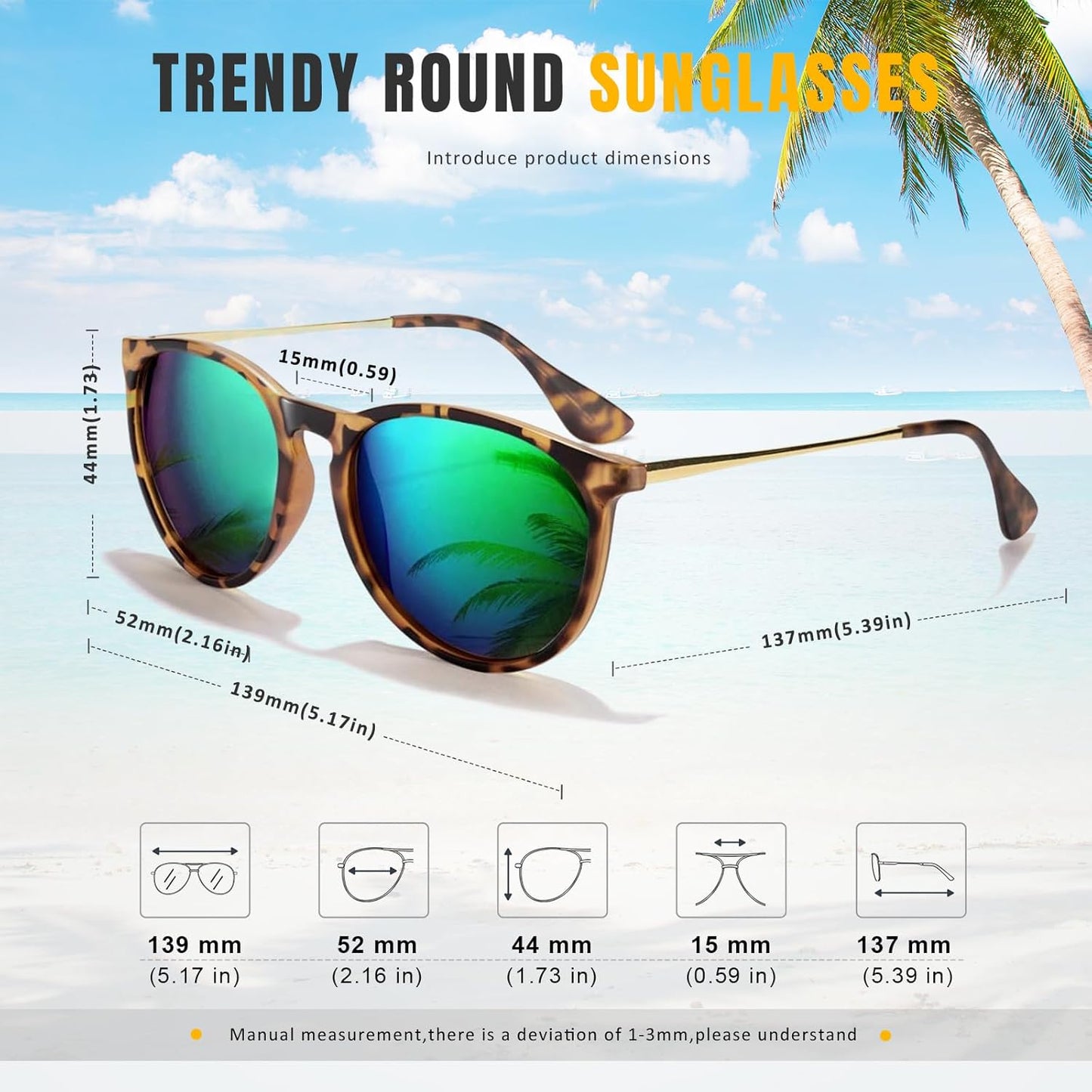 CHBP Sunglasses Womens Men Polarized UV Protection Trendy Vintage Retr