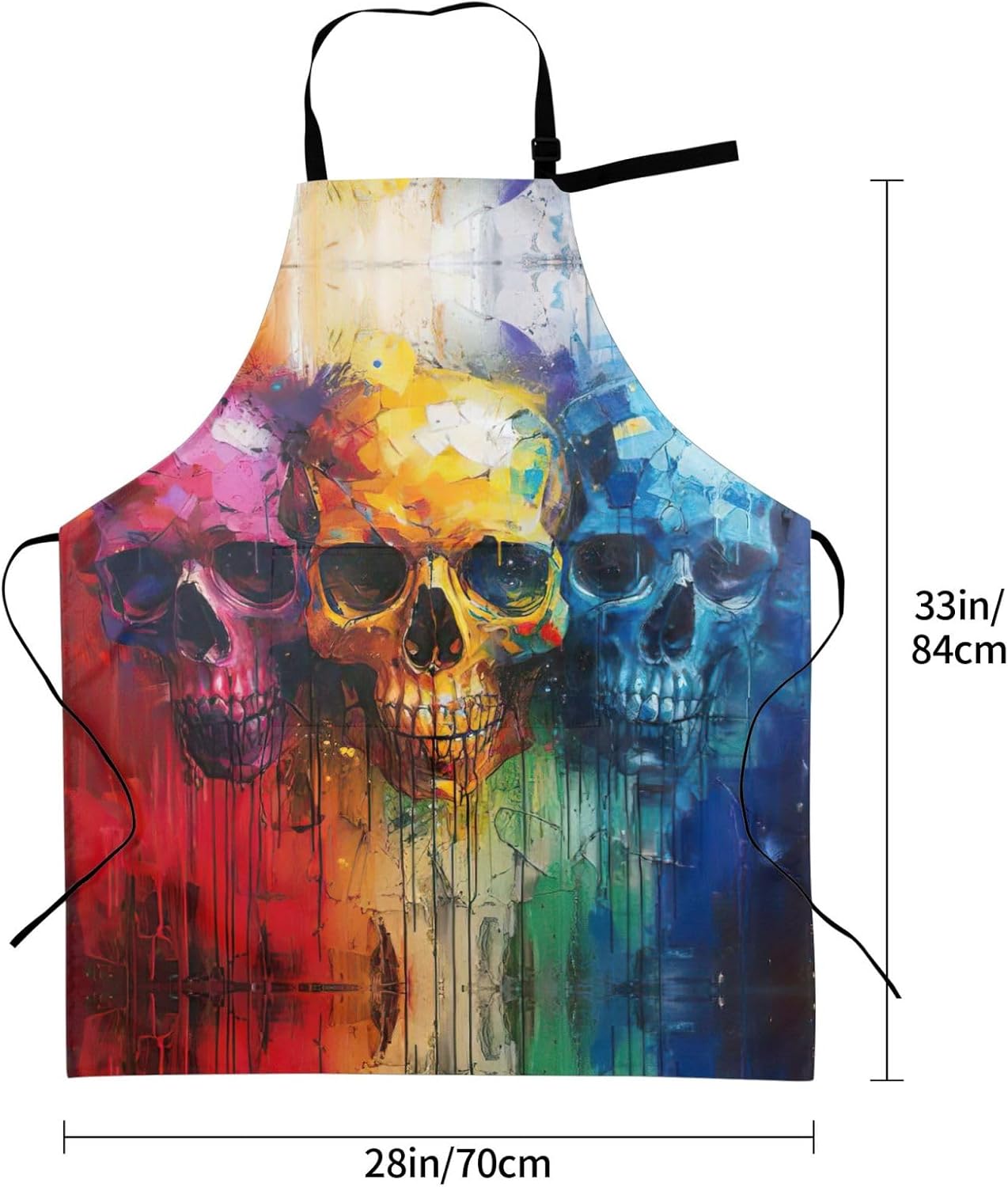 color skulls print Waterproof chef's apron with pocket apron for kitchen cooking baking barbecue and gardening