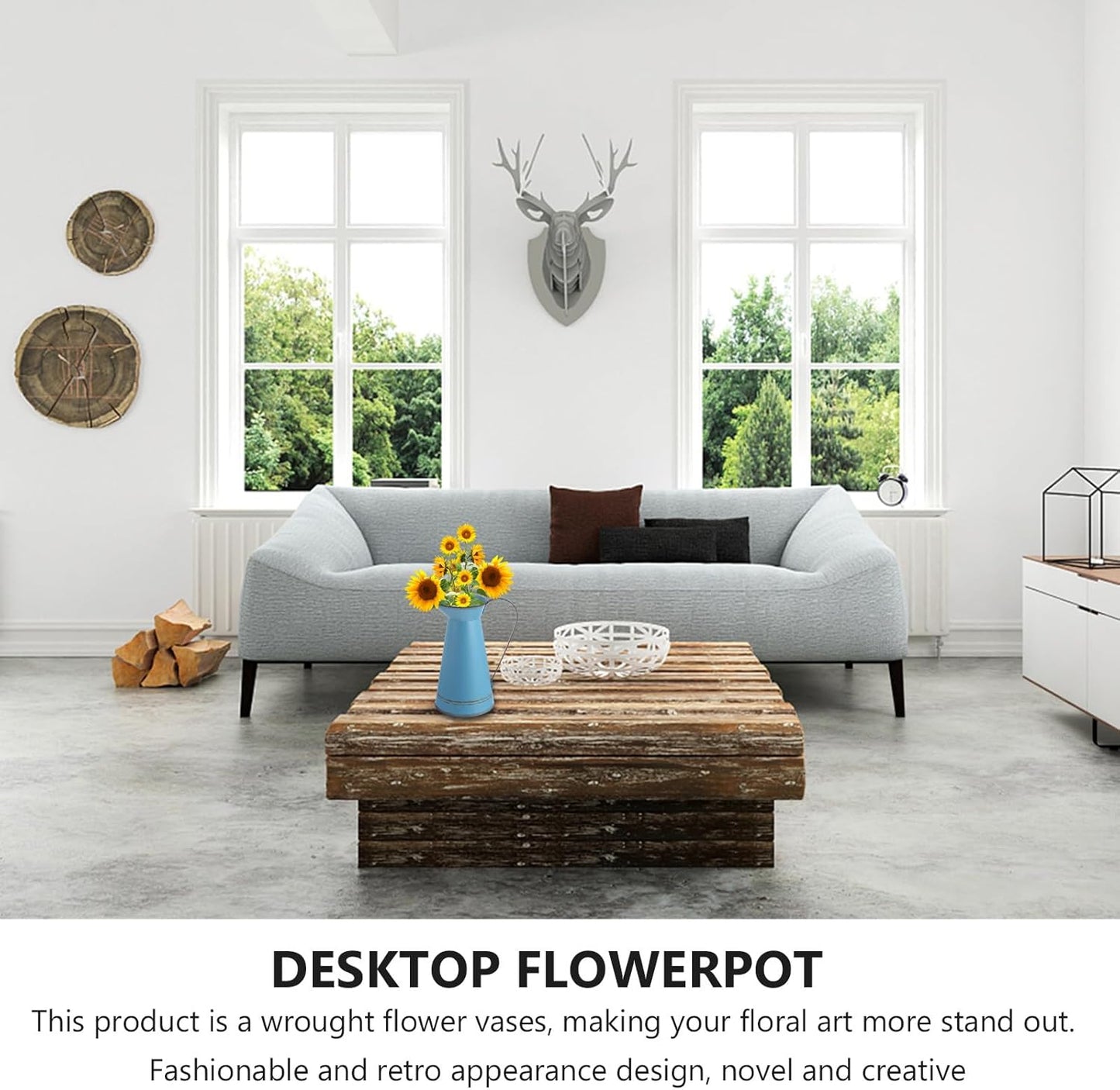 Blue Large Iron Flower Bucket, Multifunctional Metal Planter Pot for Home Décor, Creative Succulent Container Suitable for Indoor and Outdoor Use