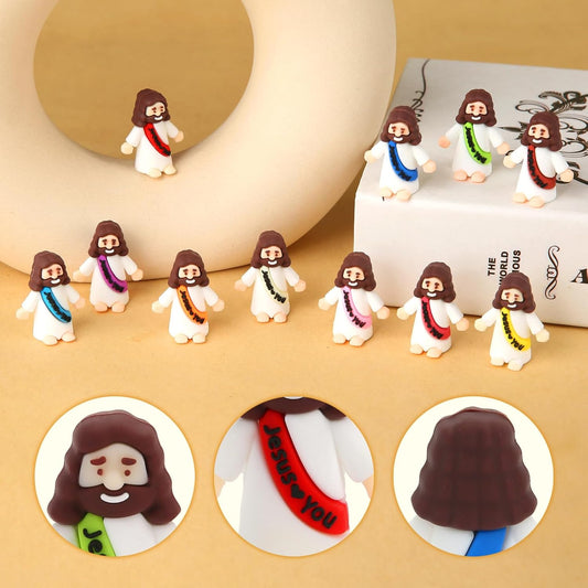 40 Pcs Mini Jesus Figurines in Bulk, Little Jesus Loves You Figures to Hide Tiny Action Figure for Crafts Pocket Seek Religious Gifts Christmas Stuffers Fillers Sunday School Baptism Christ Savior