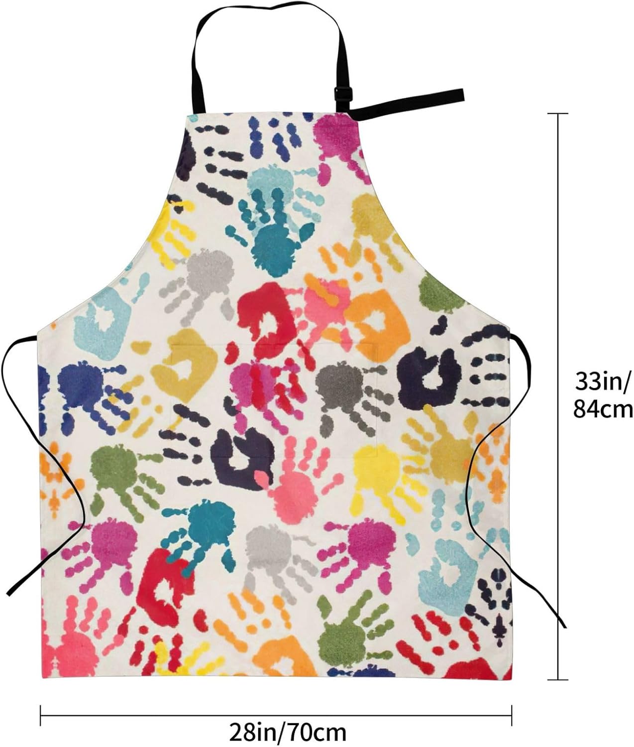 Hand Print print Waterproof apron with pocket adjustable cooking apron
