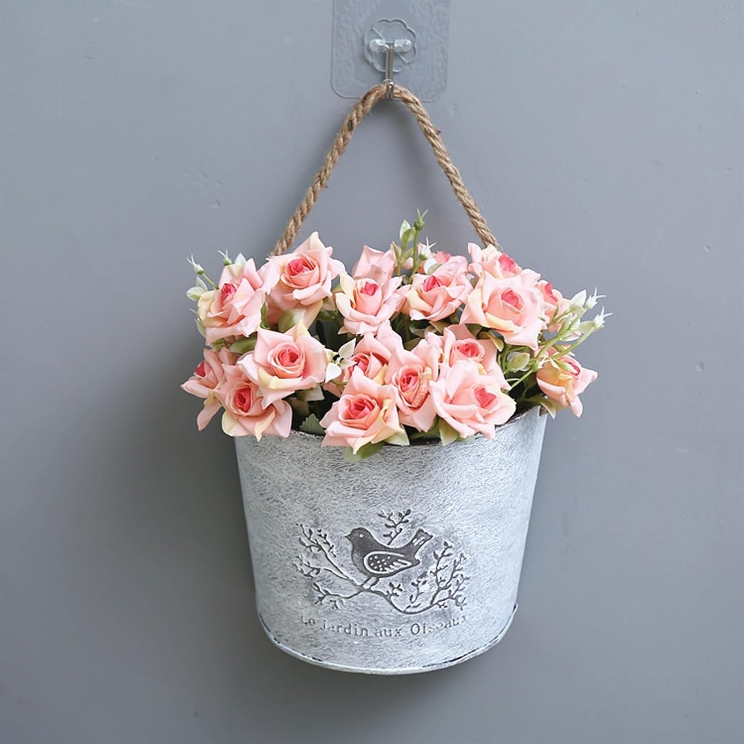 vases Vintage Metal Flower Vase Rustic French Style Wall Mounted Flowe