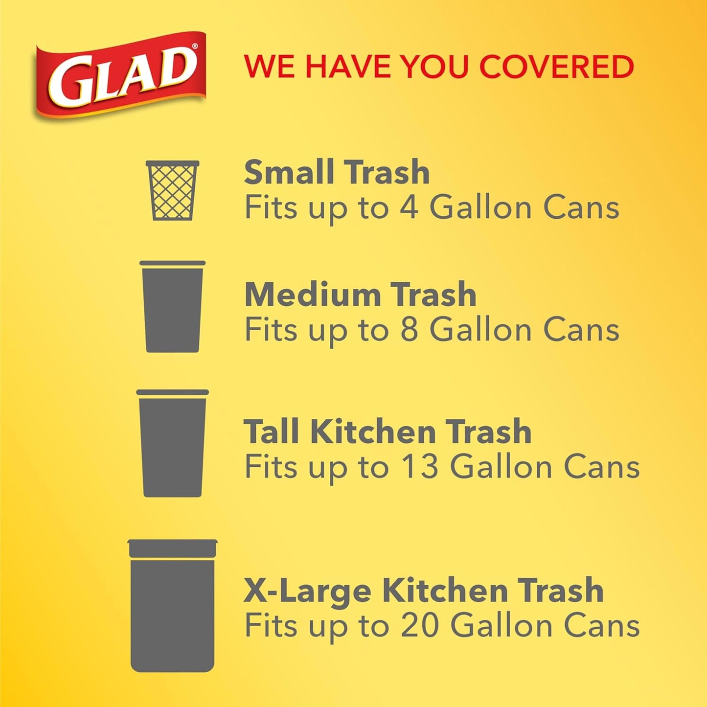 Glad Tall Kitchen Trash Bags 13 Gallon, Unscented Garbage Bags, Quick-