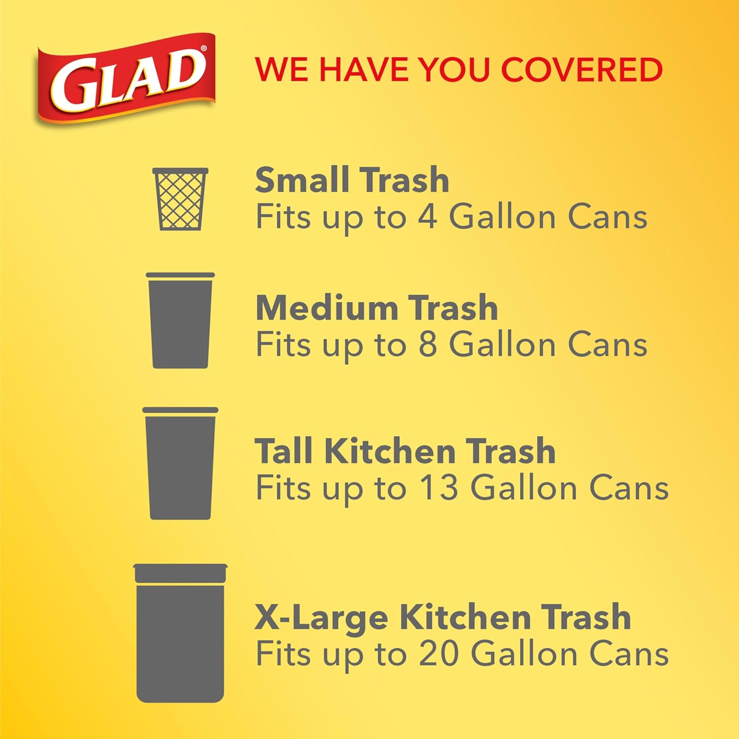 Glad Tall Kitchen Trash Bags 13 Gallon, Unscented Garbage Bags, Quick-