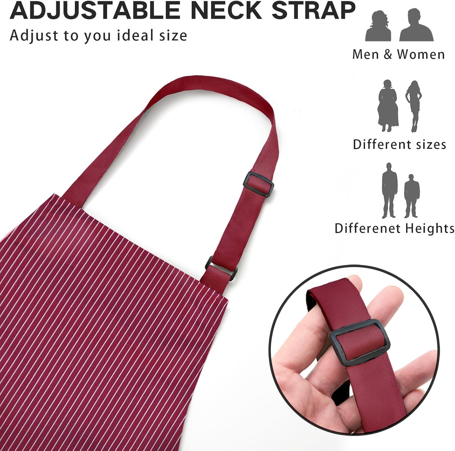 2 Pack Adjustable Bib Apron with 2 Pockets Chef Cooking Kitchen Restau