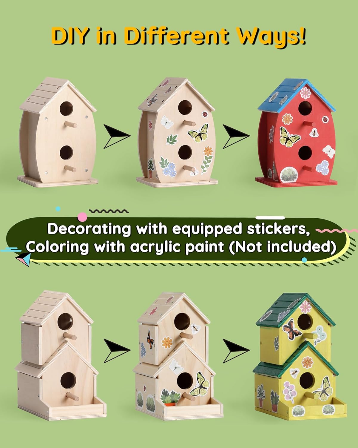 SainSmart Jr. Bird House Kit for Kids to Build and Paint - Art Craft W