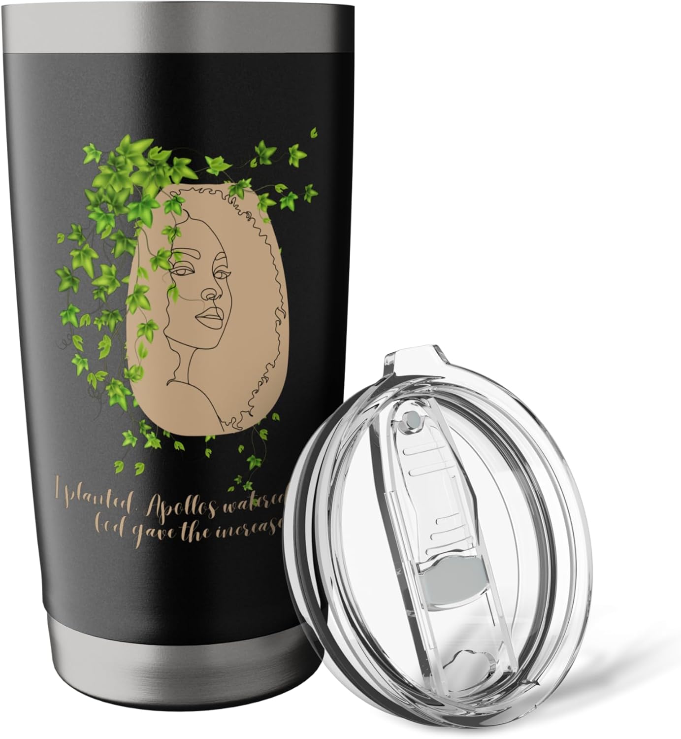 Face Planters Flower Pots Head Black Woman Curly Kinky Hair Stainless Steel Insulated Tumbler
