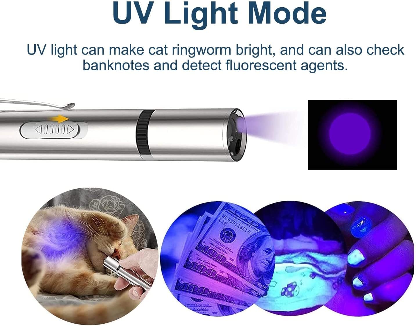 Cat Toy Pointer for Indoor, Cat Mouse Toys Wand Light Pet Interactive 