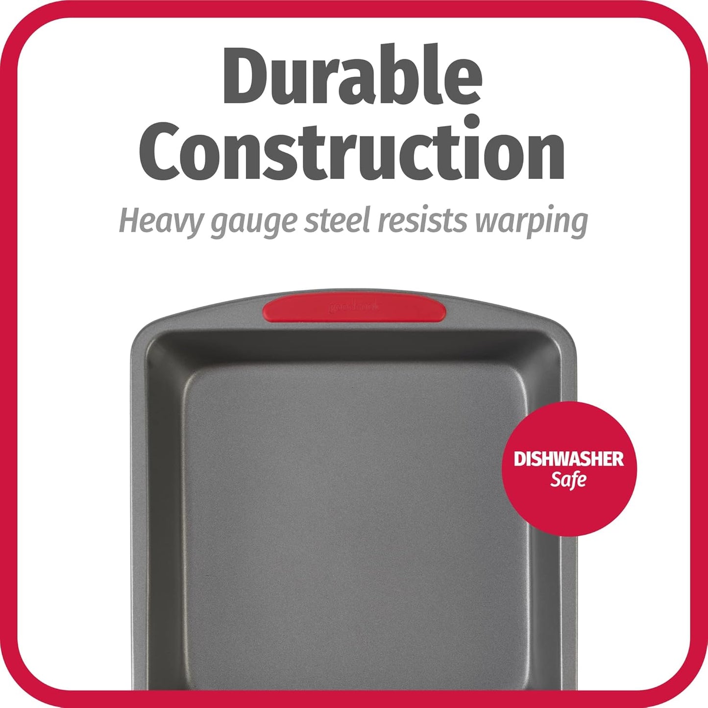 GoodCook MegaGrip Baking Pan with Silicone Grip Handles Square Non-Sti