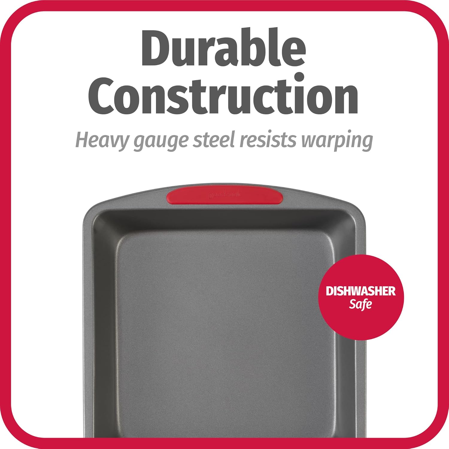 GoodCook MegaGrip Baking Pan with Silicone Grip Handles Square Non-Sti