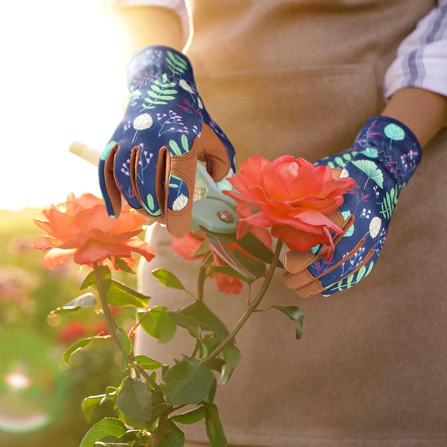 Bamllum Leather Gardening Gloves for Women - Working Gloves for Weedin