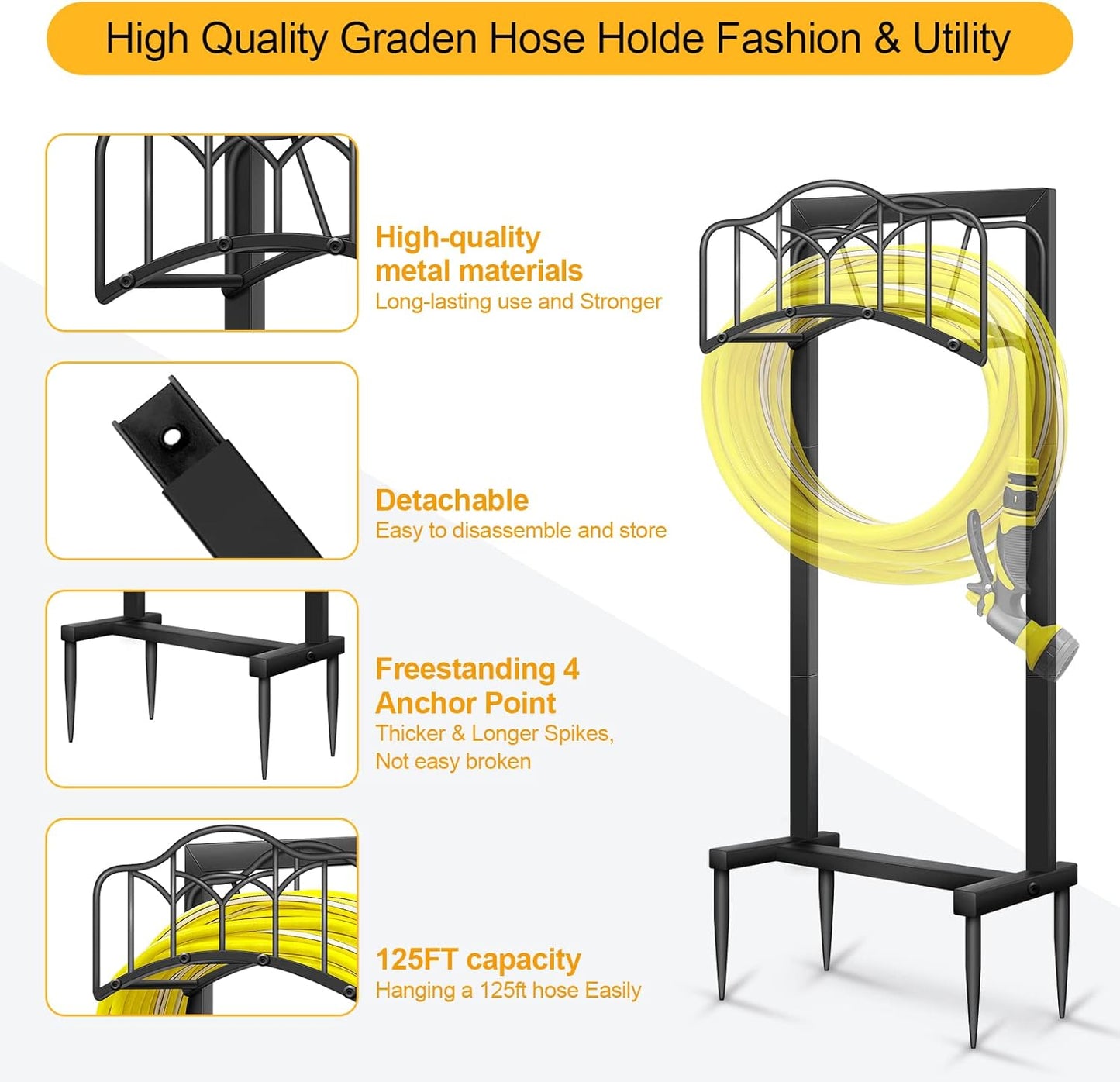 Garden Hose Holder -Upgraded Hose Holder Holds 100-feet Hose,Freestand
