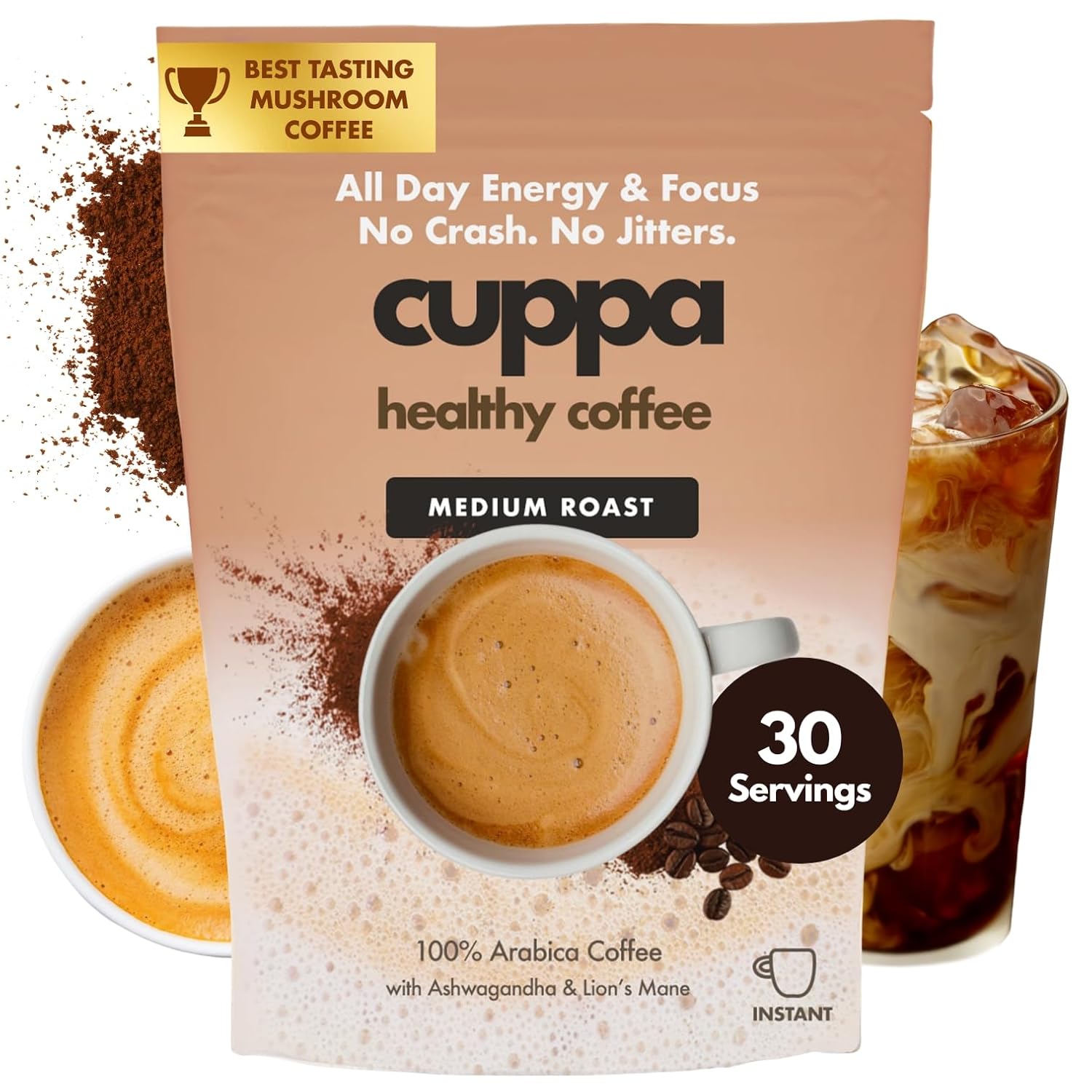 Cuppa Medium Roast Mushroom Coffee with Adaptogens & Superfoods - Lion