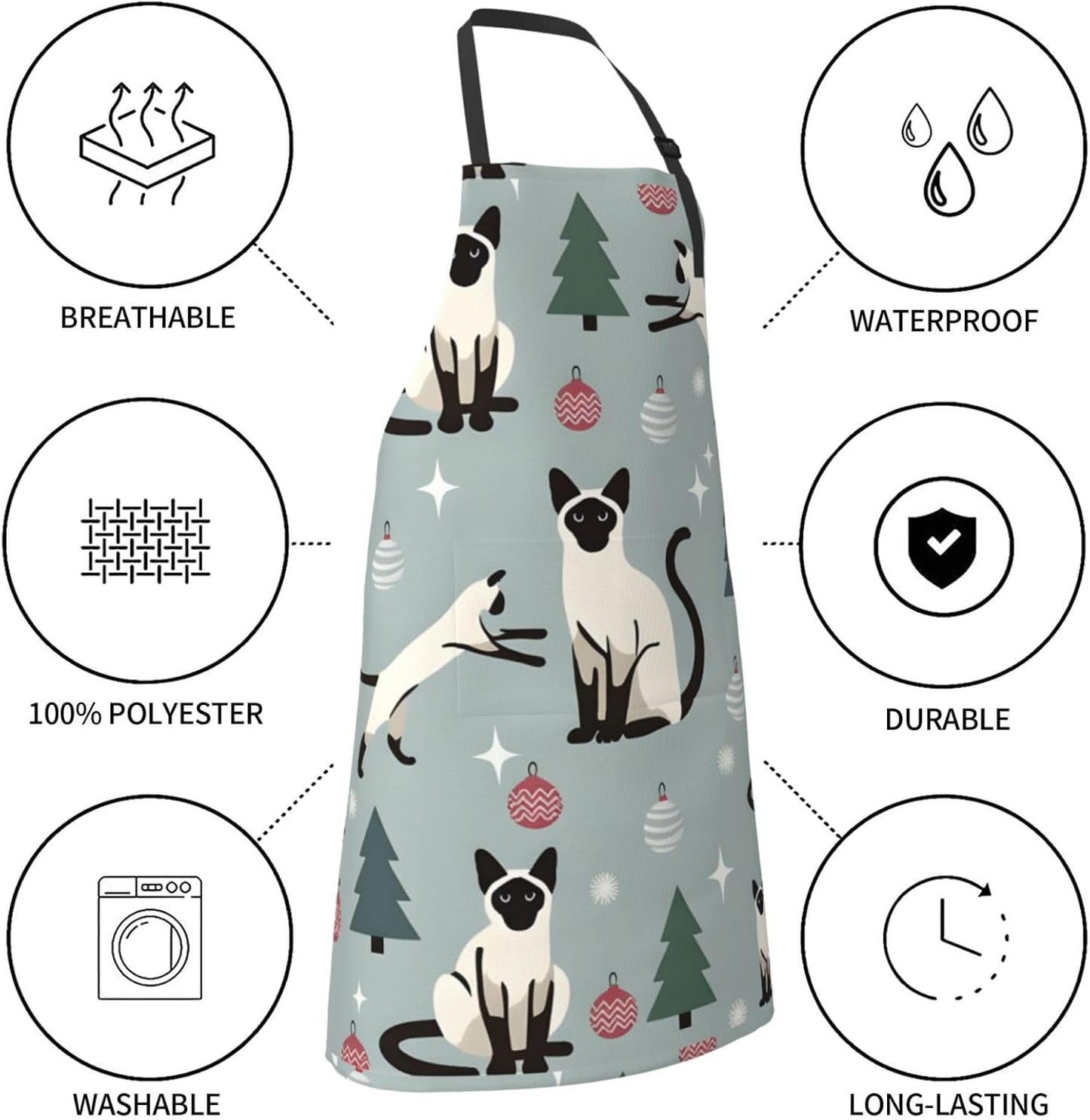 YANYU Fun cat and tree Print 28x33 In Kitchen Apron Stylish Chef Apron with Pockets for Cooking Baking Painting