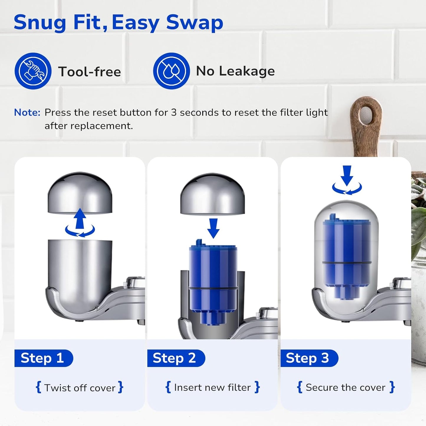 Fil-Fresh 2-Pack PURWater Filter Replacement for RF-9999 PURPLUS Faucet Water Filtration System, NSF Certified, Replace Mineral Core Faucet Mount Water Filter