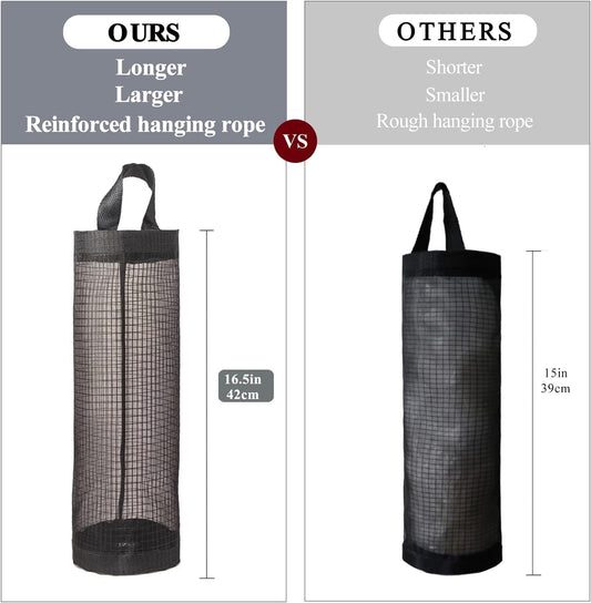 TOGETRUE Plastic Bag Holder, Grocery Bag Holder Mesh Hanging Storage Bag Dispenser (Black 2 Packs)